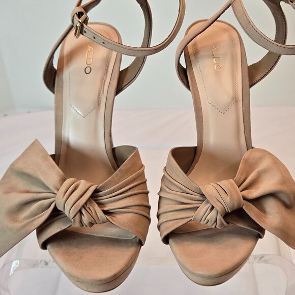 ALDO Women's Sublimity Suede Open Toe Platform Heels/Stilettos Sz: 8 Taupe - Picture 8 of 12